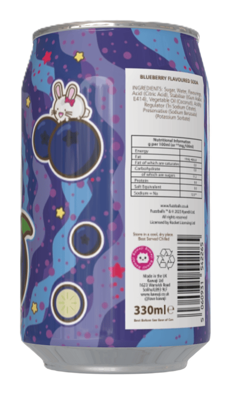 Fuzzballs Blueberry Flavour Soda Can (12 x 330ml)