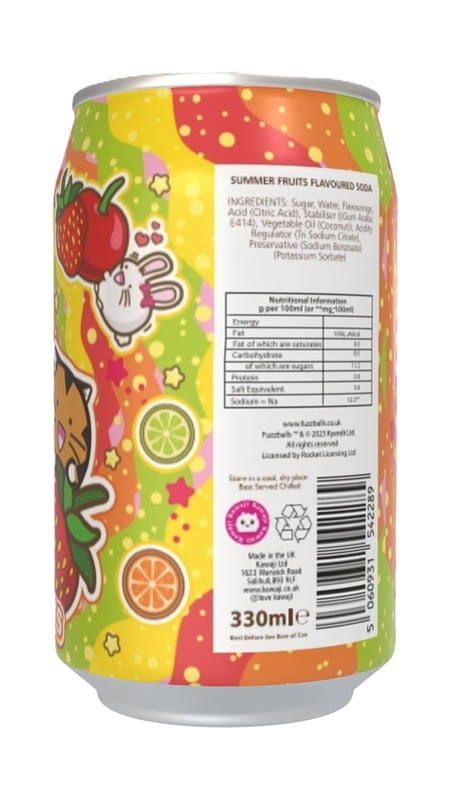 Fuzzballs Summer Fruits Flavour Soda Can (12 x 330ml)