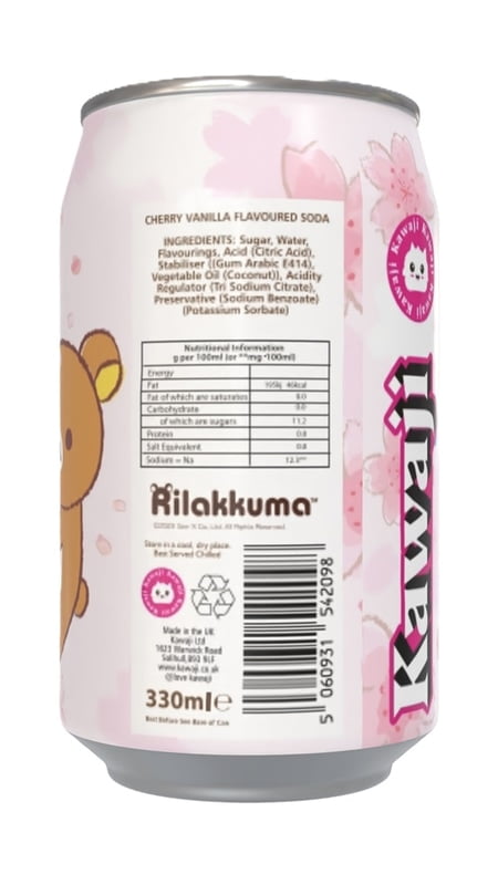 Rilakkuma Cherry Vanilla Flavour Soda Can (12 x 330ml)