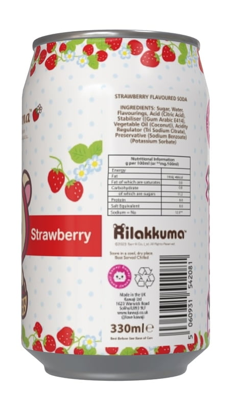 Rilakkuma Strawberry Flavour Soda Can (12 x 330ml)